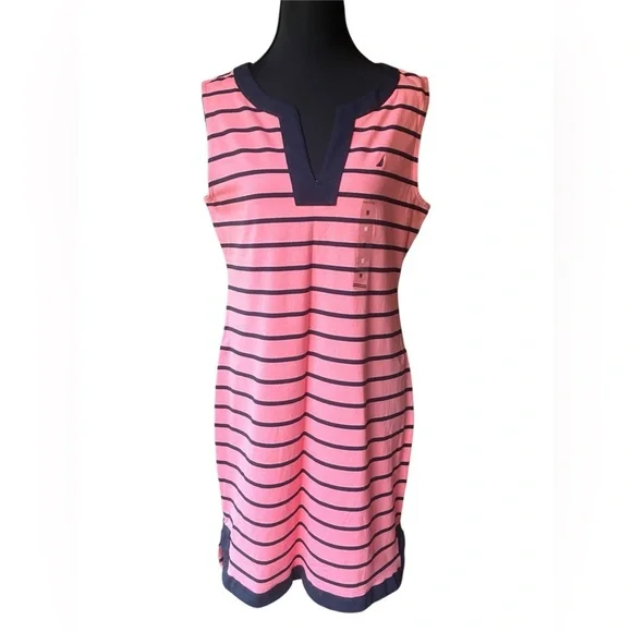 Nautica Women's Breton Sleeveless V-Neck Stretch Cotton Polo Dress, Size Medium - Picture 5 of 16